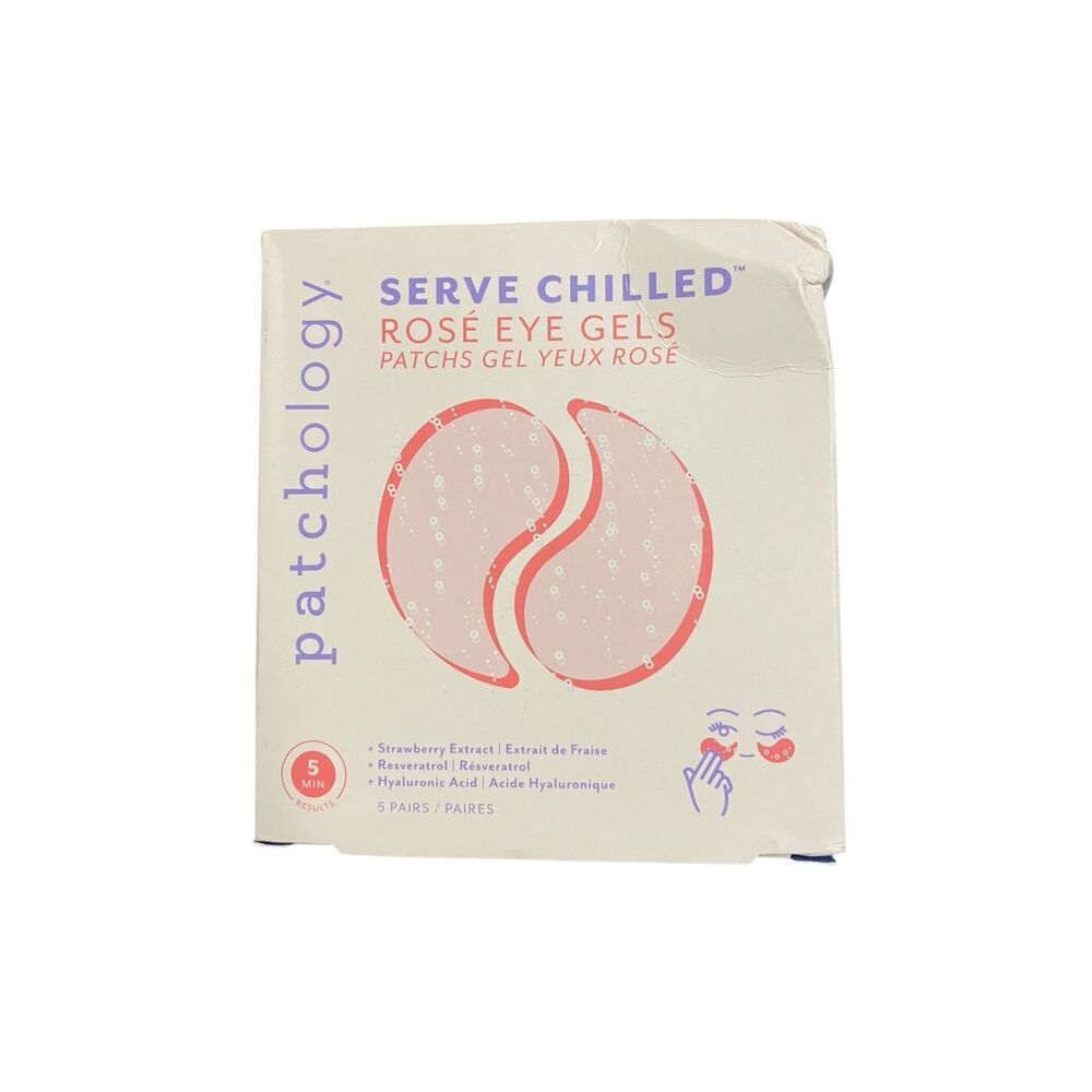 Patchology Serve Chilled‎ Rosé Eye Gels 5 Pairs Depuff Brighten Hydrate NIB